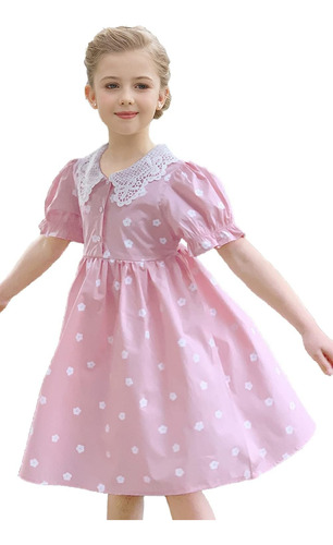 Smiling Pinker Niñas Crochet Peter Pan Collar Vestidos Flora