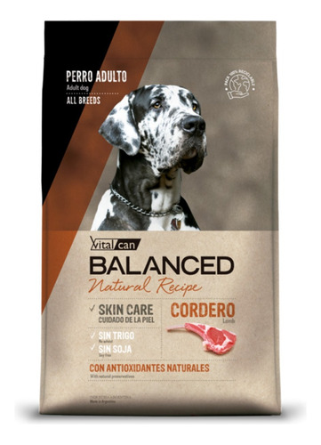 Vitalcan Balanced Cordero Natural Recipe Skin Care Bolsa 15k