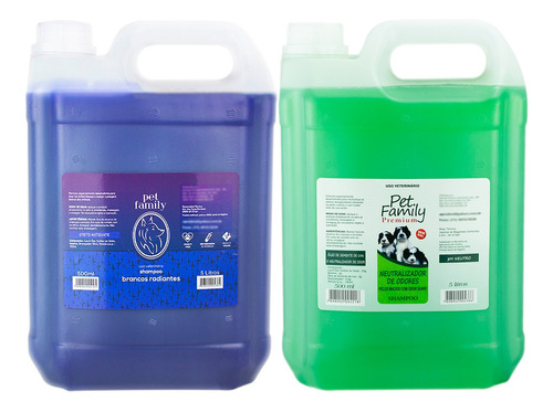 Kit Shampoos Pet Branqueador E Neutralizador De Odores 5 L