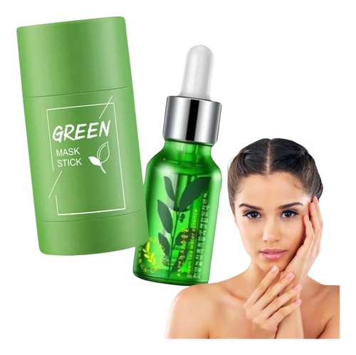 Duo Té Verde Máscara Limpiadora Stick Serum Anti-acné 2 Pz