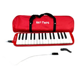 Melodica Akitoys Rojo Escolar 32 Teclas Funda Y Accesorios