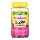 Biotina 10000mcg Extra Forte  Spring Valley 90 Gomas Veganas