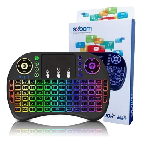 Mini Teclado Wireless Mouse Touch Smart Tv Box Iluminado