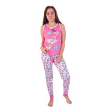 Pijama Mujer Conjunto Blusa Manga Sisa Pantalon Semientubado