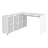 Mesa Escrivaninha Em L 140x130cm 8 Nichos Eron A06 Branco