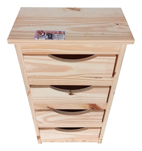 Organizador Cajonera De Madera Pino Natural X4 Cajones