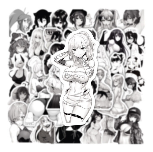 50 Pegatinas Calcomanías Stickers Calcas Adultos Anime B&w