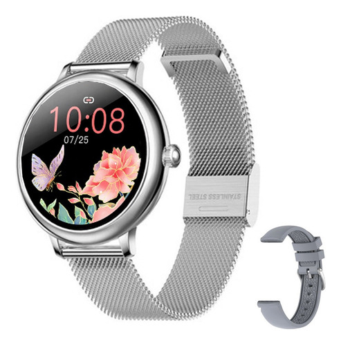 Smartwatch Reloj Inteligente Redondo Cf80 Mujer + Malla 