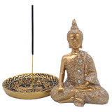 Kit Decoração Buda Hindu Tibetano E Incensário Porta Incenso