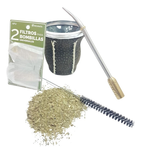 Matero Verde Musgo Con Bombilla,filtro Y Cepillo