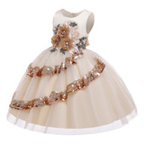 Embroidered Beaded Irregular Sequin Children's Dress