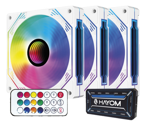 Kit Com 3 Fan Cooler Rgb 5v 120mm Hayom Fc1309 - Branco Argb