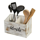 Organizador De Utensilios De Cocina De Madera Maciza Rústica