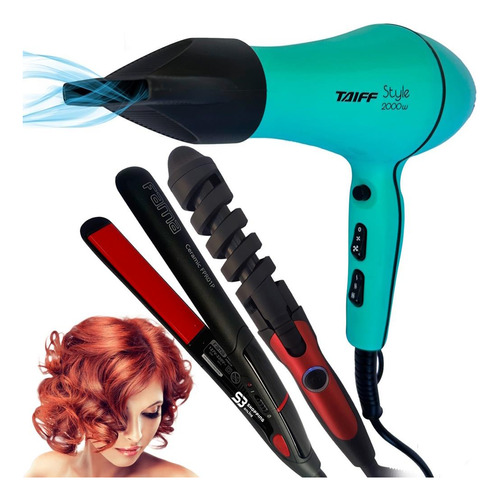 Secador De Cabelo Taiff E Modelador Espiral E Chapinha 250ºc