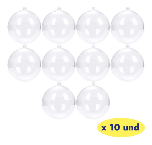 10 Bolas Esferas Transparentes 8 Cm Para Decorar Arbolito