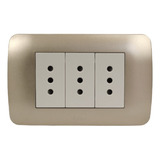 X4 Enchufe Triple Emb. 10a 250v Mod. Beige Placa Titanio 