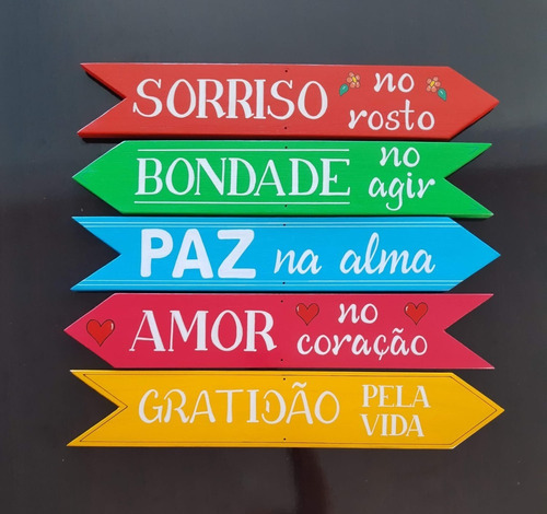 Placas Jardim Com Frases Positivas Sorriso, Gratidão, Amor..