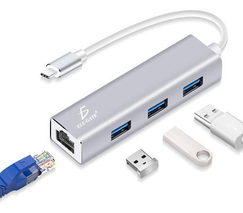 Adaptador Hub Usb Tipoc 3.1 Ethernet Rj45 Gigabit 3 Puertos