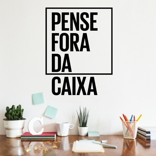 Adesivo De Parede Decorativo Pense Fora Da Caixa 