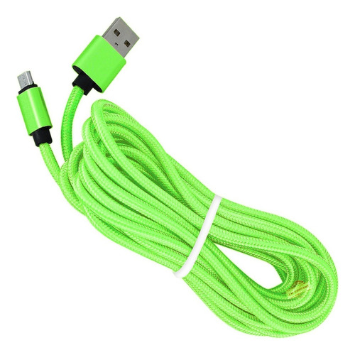 Cable Usb Reforzado Metálico Carga Rápida 3m V8 A-40 Color Verde Neon