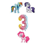 Pack Globos My Little Pony X 3 + Nro 80 Cm 