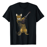 Camiseta De Músico Con Guitarra Acústica Y Gato