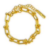 Pulsera Dama Grande Elegante S925 Baño En Oro + Caja Regalo