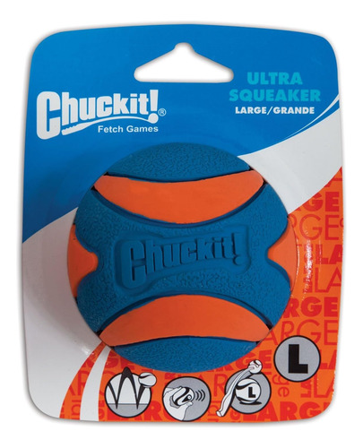 Chuck It Dog (paquete De 3) Bola Ultra Chirriadora, Grande, 