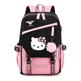 Bonita Mochila Escolar De Hello Kitty Para Grados 1-6 Color Rosa