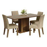 Mesa De Comedor 4 Sillas Keila Madesa Color Rústico Crema Imperial