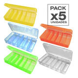 5 Cajas Organizador Plastico 6 Div Pesca Multiuso 21 X 11cm