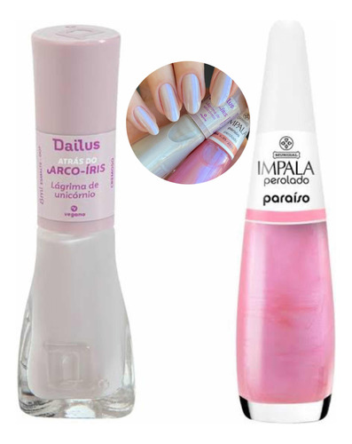 Kit 2 Esmalte Dailus Lágrima De Unicórnio E Paraíso Impala