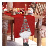 Red Christmas Table Runner With 3d Santa Gnomes