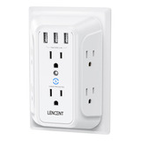 Enchufe Inteligente Marca Lencent 6 Tomas/3 Usb/blanco