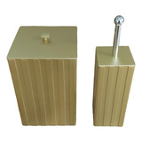 Kit Dourado Com Lixeira 5 L E Porta Escova Sanitária 