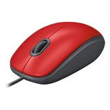 Logitech M110 Mouse Con Cable Usb Rojo