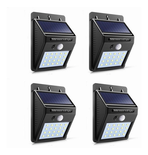 Lampara Led Solar Reflector Exterior Jardin Sensor Luz 4 Pzs