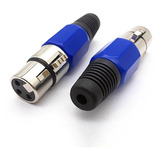 Plug Cannon Ls1002 Femea Xlr 3t Kit Com 10 Pçs Azul