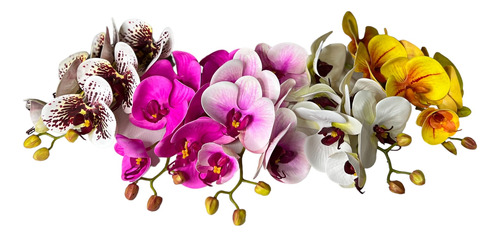 Galho Flor De Orquídea Em Silicone Artificial Com 6 Flores