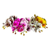 Galho Flor De Orquídea Em Silicone Artificial Com 6 Flores