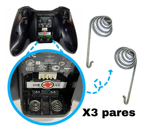 3 Pares De Resortes De Bateria Para Control De Xbox 360