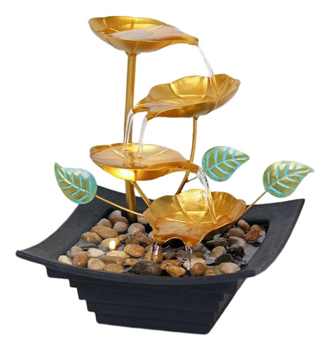 Cascada Interior Golden Lotus Leaf Natural River Rocks Para