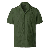 Camisa De Campamento De Manga Corta Wine Fourcuban Guayabera