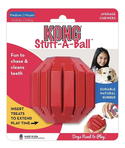 Kong Stuff-a-ball Medium Juguete Perros Color Rojo