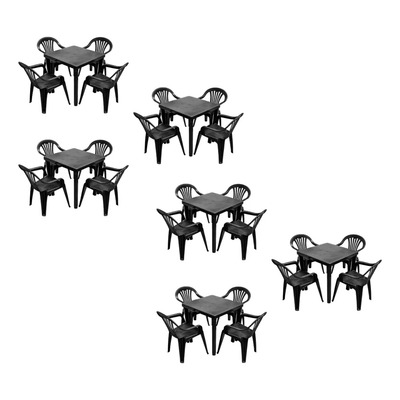 Kit: Kit: 6 Juegos De 4 Sillas Y Una Mesa, Negocio, Jardin, Playa, Resistente, Armable, Apilable, Uso Rudo Y Constante | Envío gratis