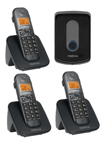 Porteiro Interfone Sem Fio Tis 5010 Siga-me Com 3 Telefones