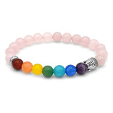 Pulsera Piedra Cuarzo Rosado 7 Chakras Buda 8mm Iconic Store