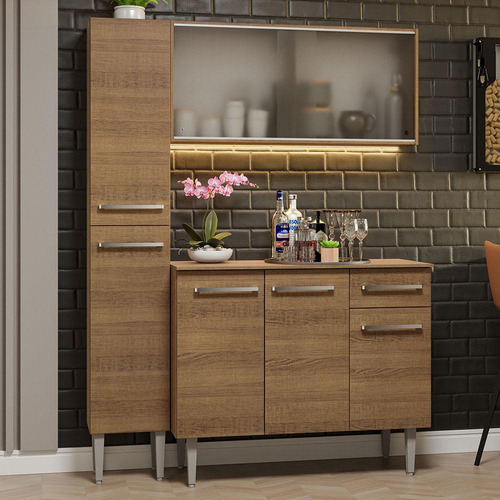 Mueble Cocina Compacta 137cm S/ Mesón Acero Emilly Madesa 05