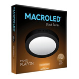 Panel Plafon Led Redondo Macroled Negro 18w Luz Calida 22cm