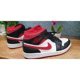 Nike Air Jordan 1 Mid White/gym Red-black Br Vermelho Preto